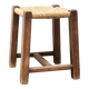 Wooden stool with straw seat, 1970s