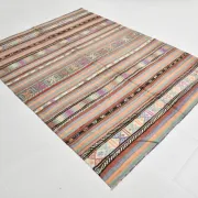 Vintage Turkish Green Kilim Rug, Bohemian Eclectic Home Decor, 176x230Cm