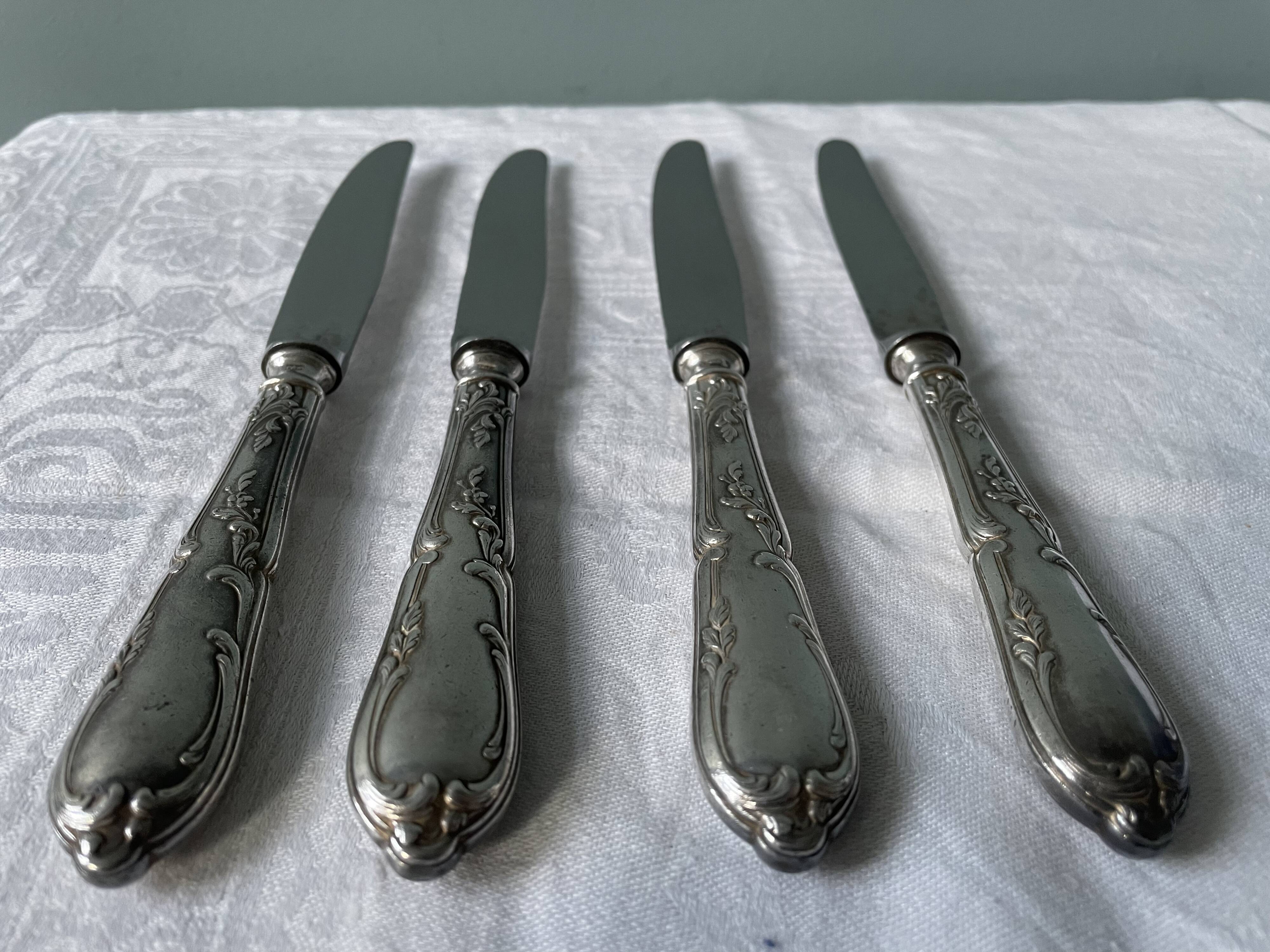 Set of 4 SFAM silver metal cheese knives