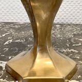 Pair of brass candlesticks, old octagonal base candlestick