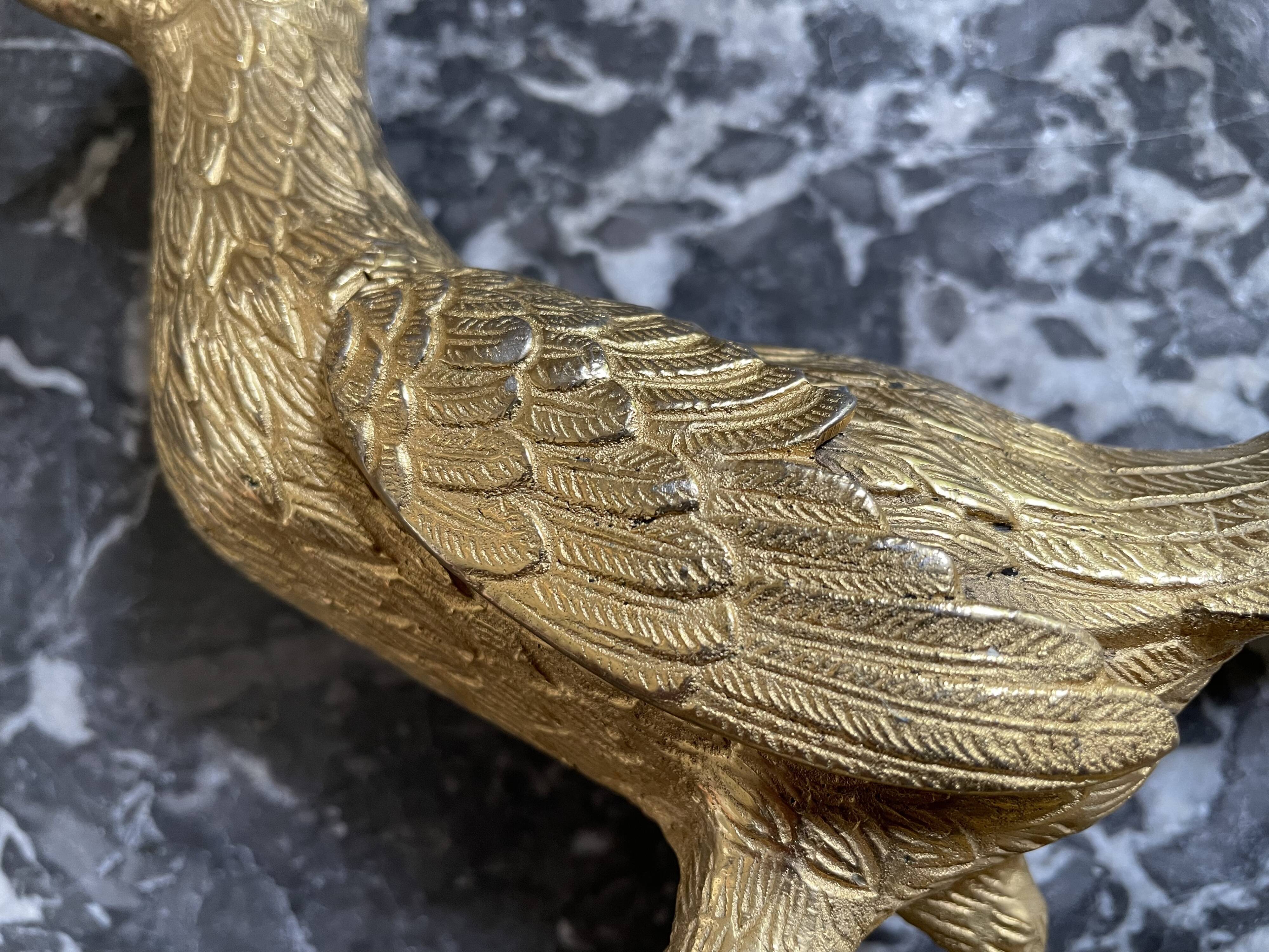 Couple de faisans en bronze doré début XXème