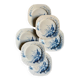 6 blue ironstone flat plates from Gien, "Birds" service, circa 1870, no. 1