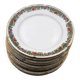 Lot de 10 assiettes à dessert – décor festif & guirlandes fleuries