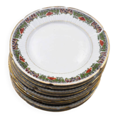 Lot de 10 assiettes à dessert – décor festif & guirlandes fleuries