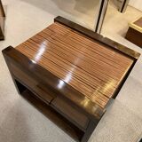 Art Deco Bedside Tables 1980s Zebra Oak Wood Vintage Drawers Lacquered