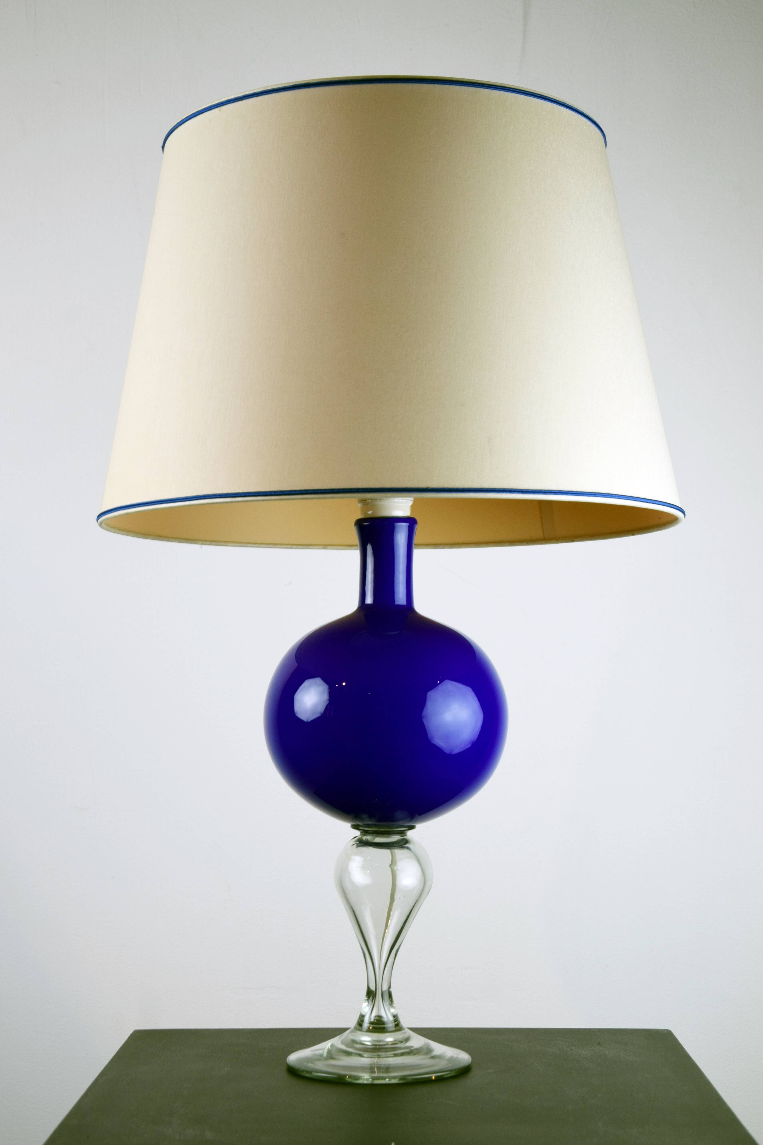 Blue glass lamp