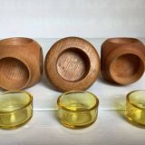 6 candle holders and a wooden vase Nopjes woodturning handmade