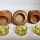 6 candle holders and a wooden vase Nopjes woodturning handmade
