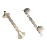 Aluminium Art Deco towel rack and wall hooks, 1940.
