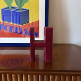 Space age red H letter shaped ceramic solifleur vase, Marcel Radureau 1970
