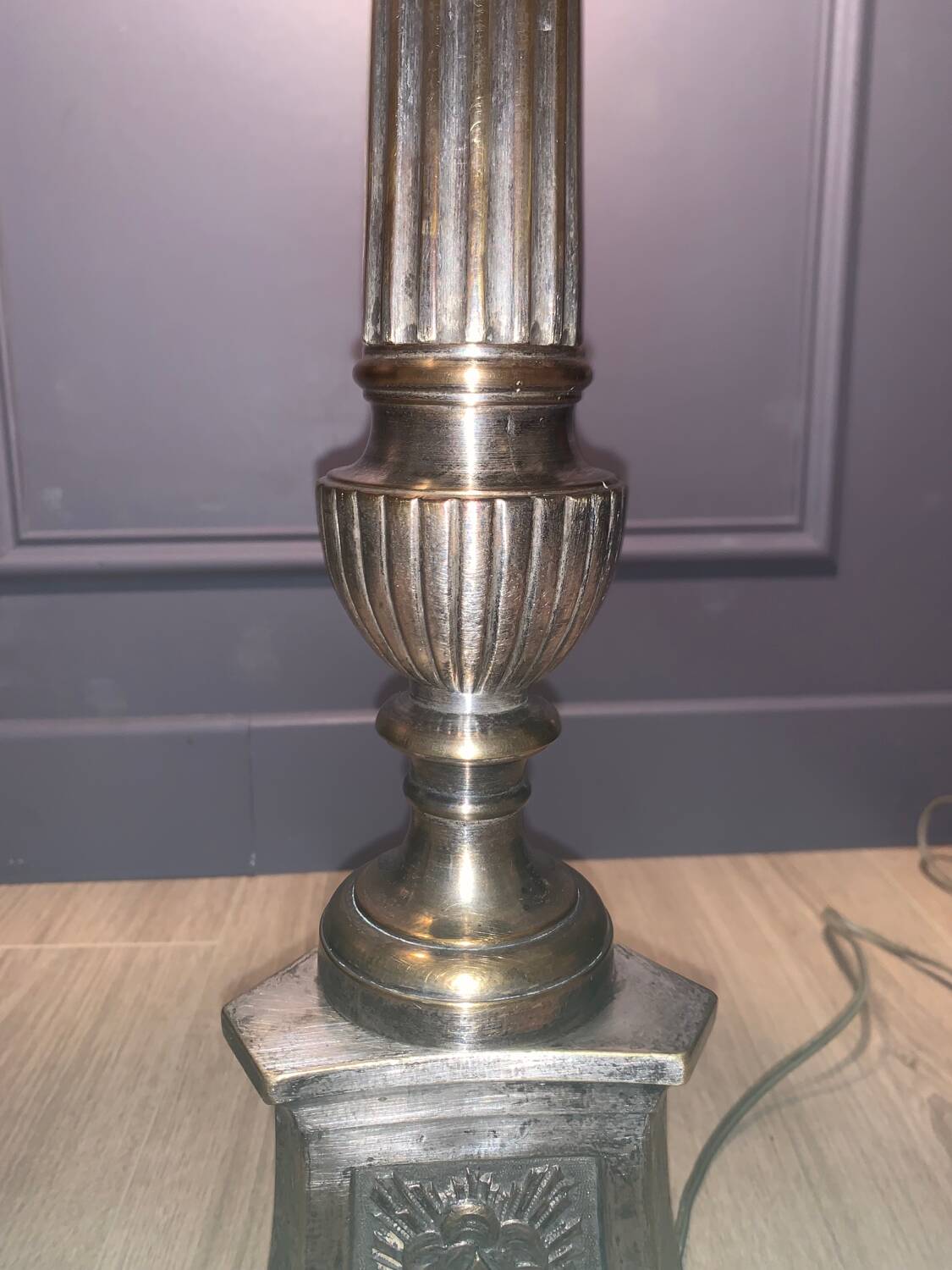 Silver-plated candle holder lamp - 19th century - antique