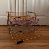 Metal desk shelf with sliding compartment, German-made Scharzwald brand, 1950s