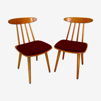 Set of two chairs stamped Hiller 1960's feet compass Scandinavian design