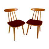 Set of two chairs stamped Hiller 1960's feet compass Scandinavian design