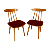 Set of two chairs stamped Hiller 1960's feet compass Scandinavian design