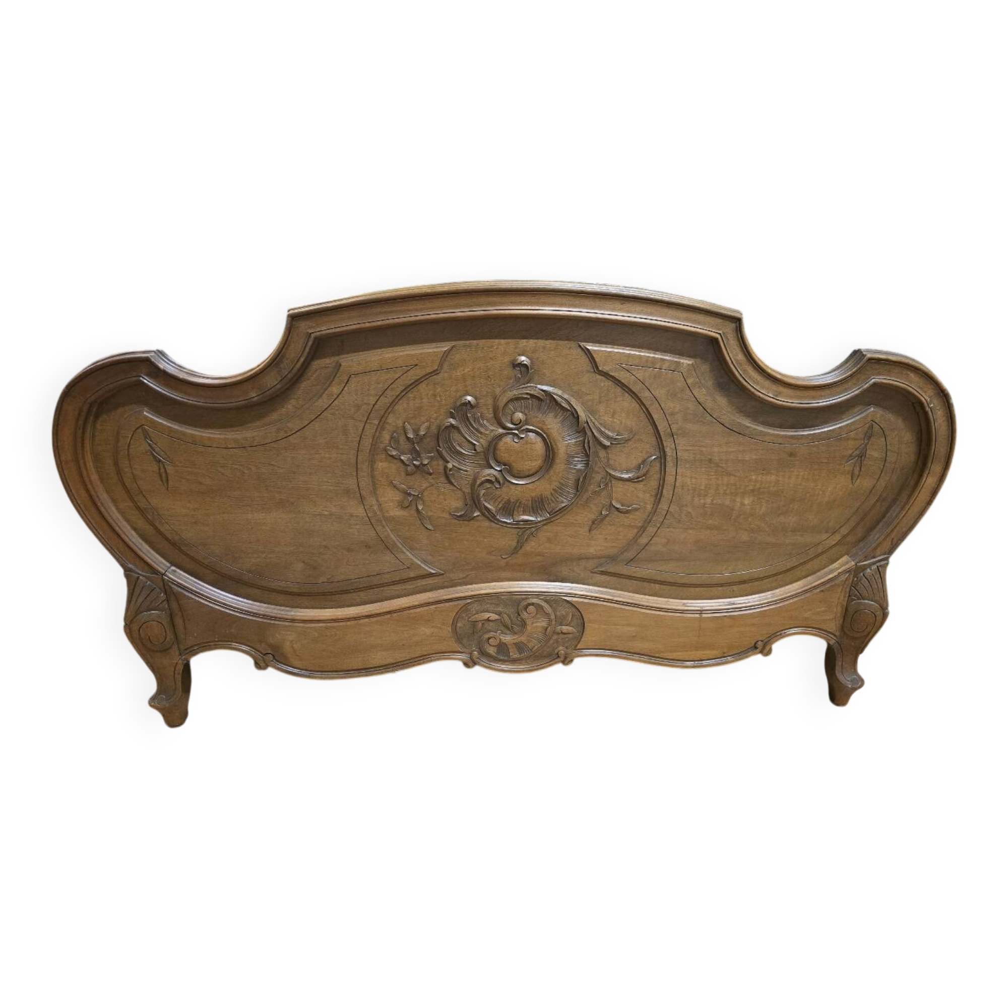 Antique carved wooden headboard, Louis XV style – early 20th century