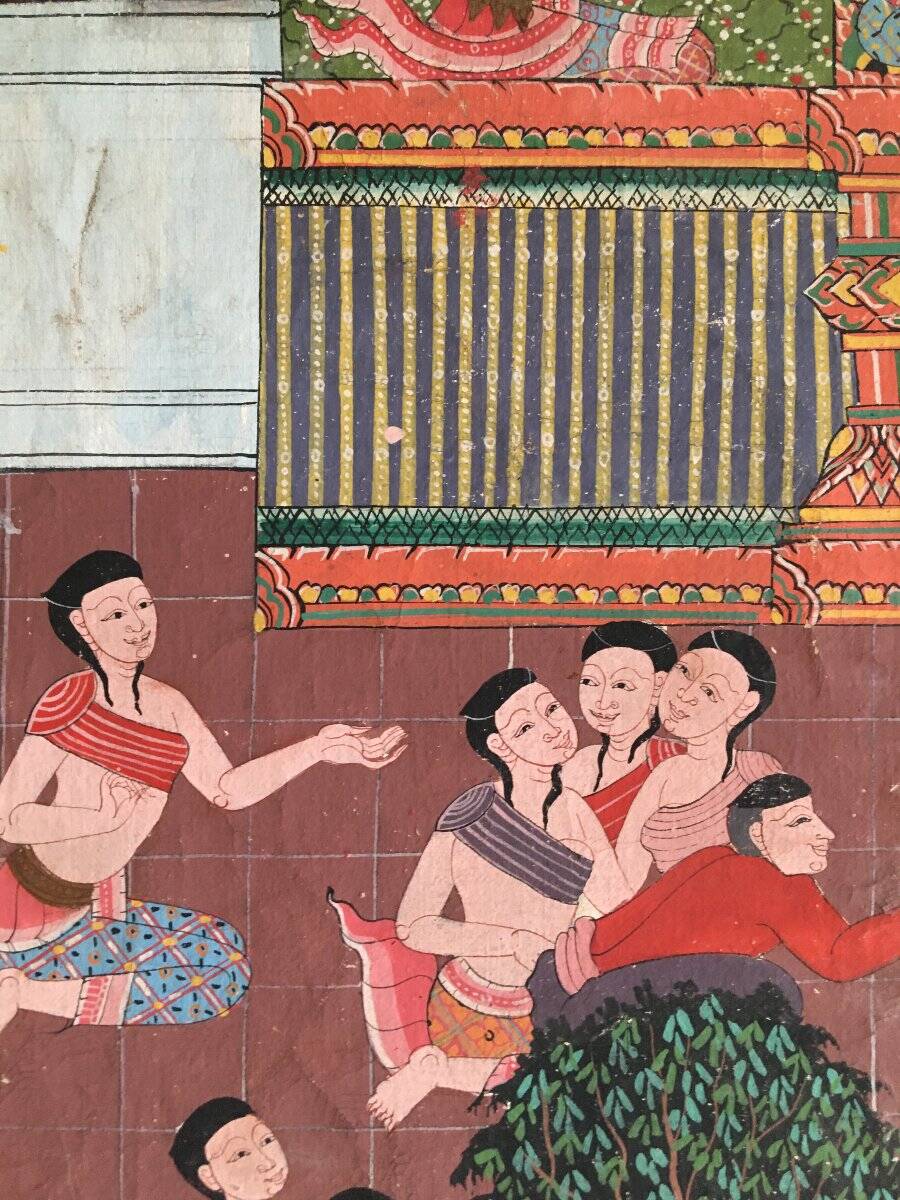 Large Painting on Canvas, Thailand, Rattanakosin School (1851-1910)