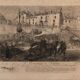 Engraving by René Pinard L'Ermitage in Nantes numbered natural wood frame
