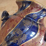 Sarreguemines trim 3 pcs Planter & vases blue, burgundy and gold