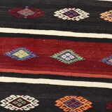 5x7 Red Black Handmade Persian Kilim Rug, 168x228Cm