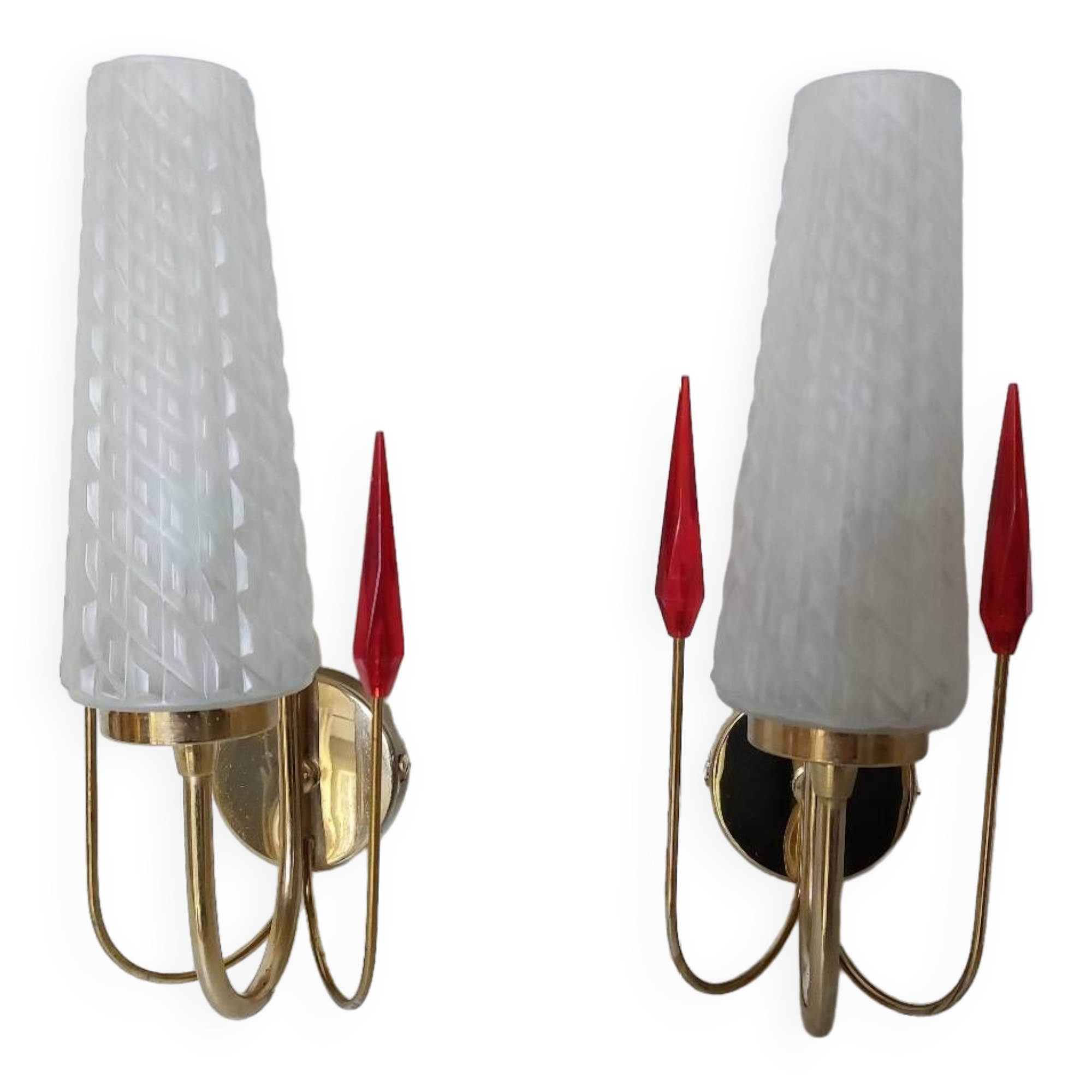 Appliques Maison Lunel verre dépoli années 60