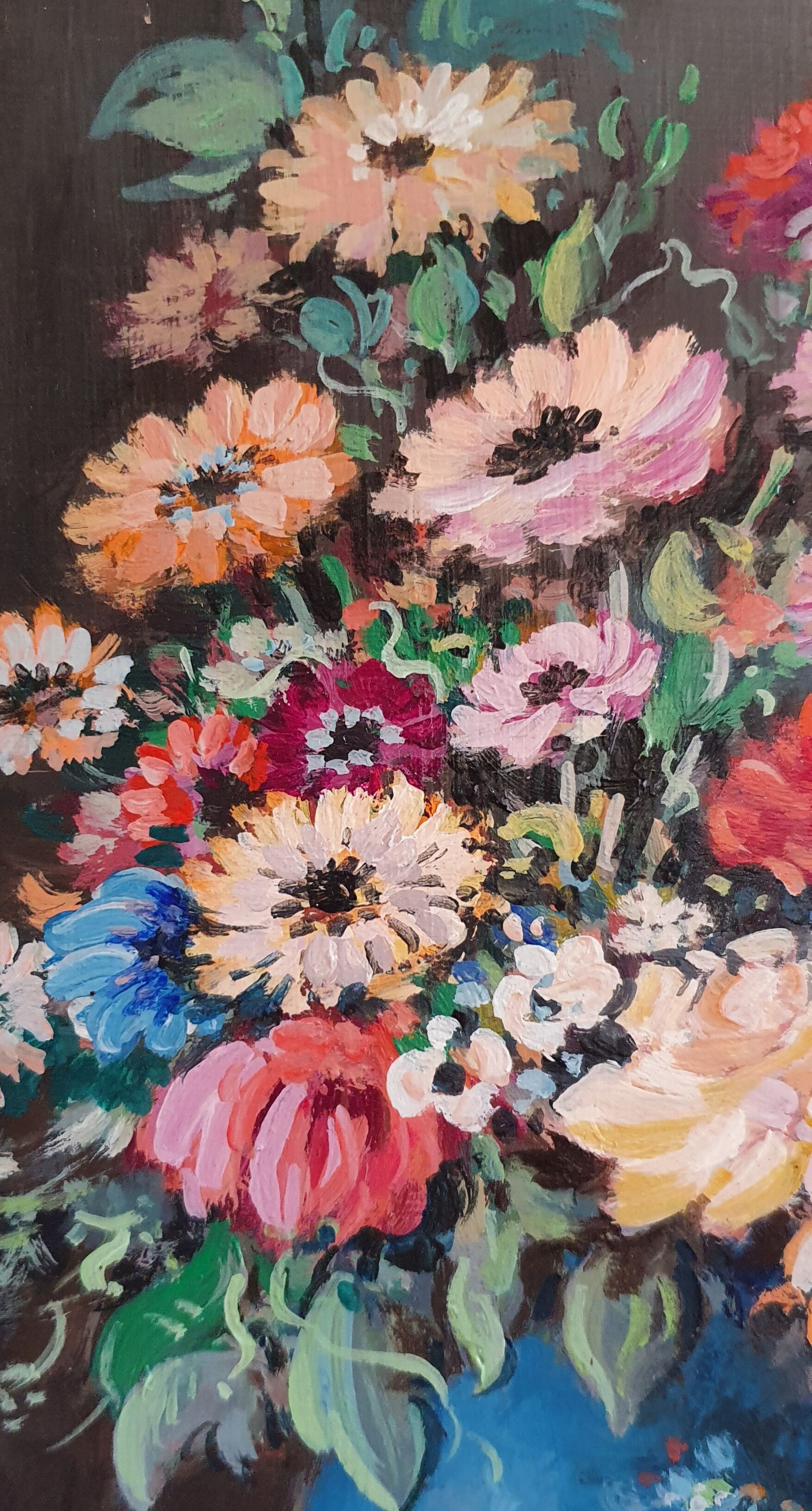 Tableau ancien bouquet de fleurs
