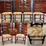 Suite de 4 chaises et 2 fauteuils anglais XIXème en chêne