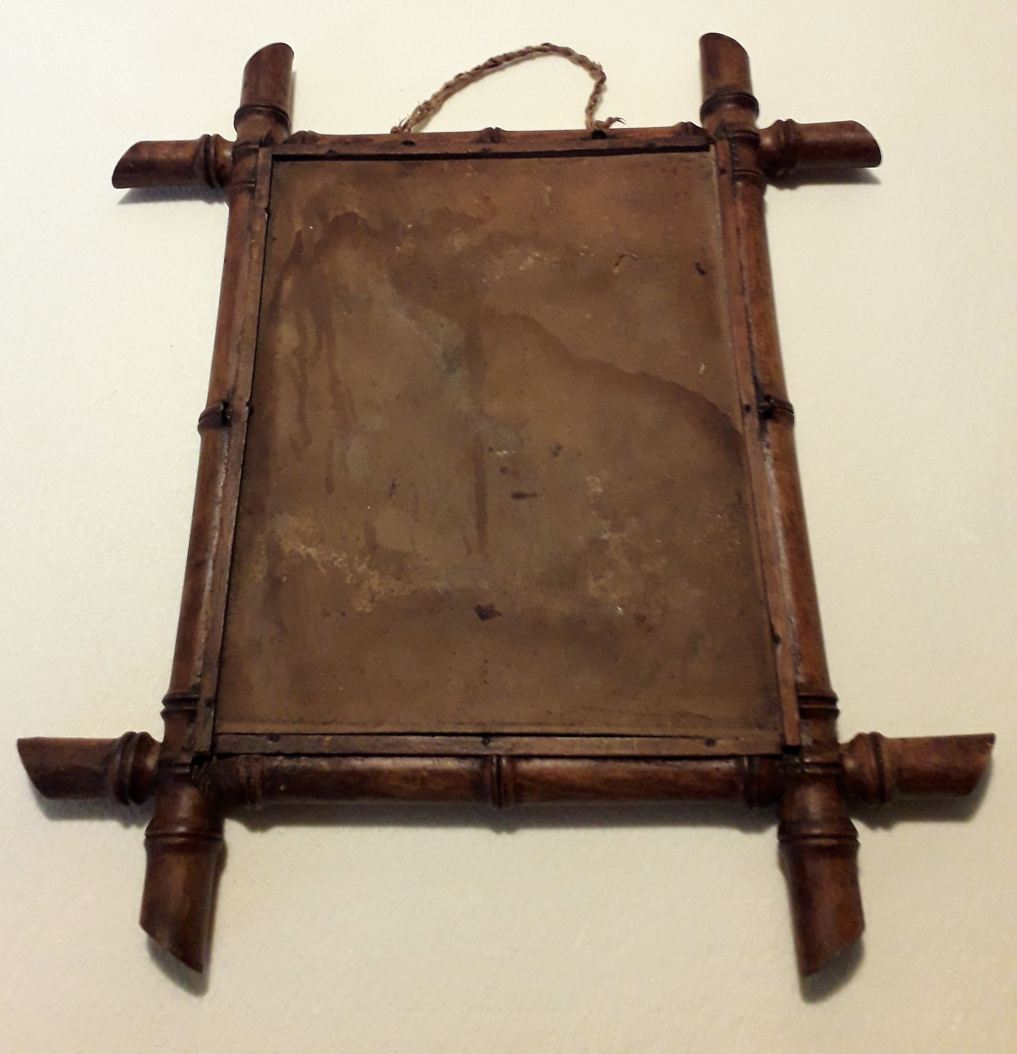 Mirror frame turned wood years 20 46 cm X 40 cm