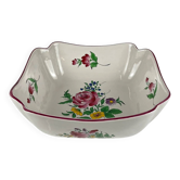 Saladier carré, modèle réverbère par KG Lunéville, motif rose