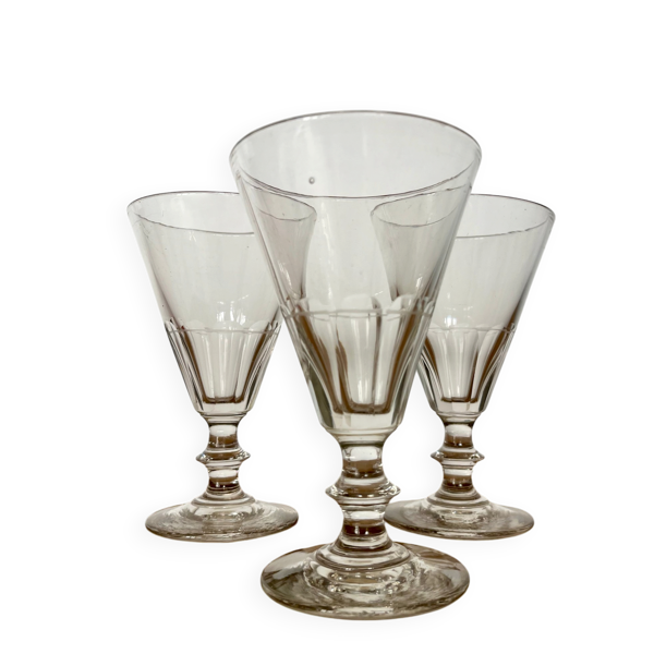 Set 3 verres à eau taillés main, XIXème