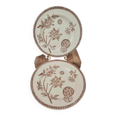 Set of 2 antique ironstone plates, "Daisy" pattern, Grand Dépôt Paris.