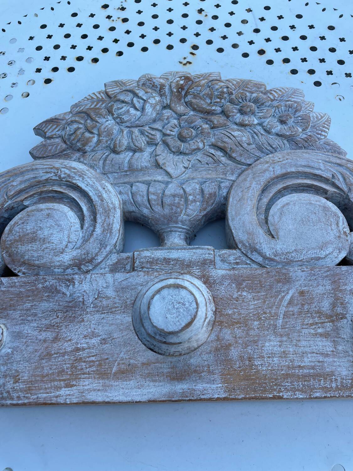 Raw carved wood coat rack