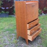 Vintage secretary in oak with compass base