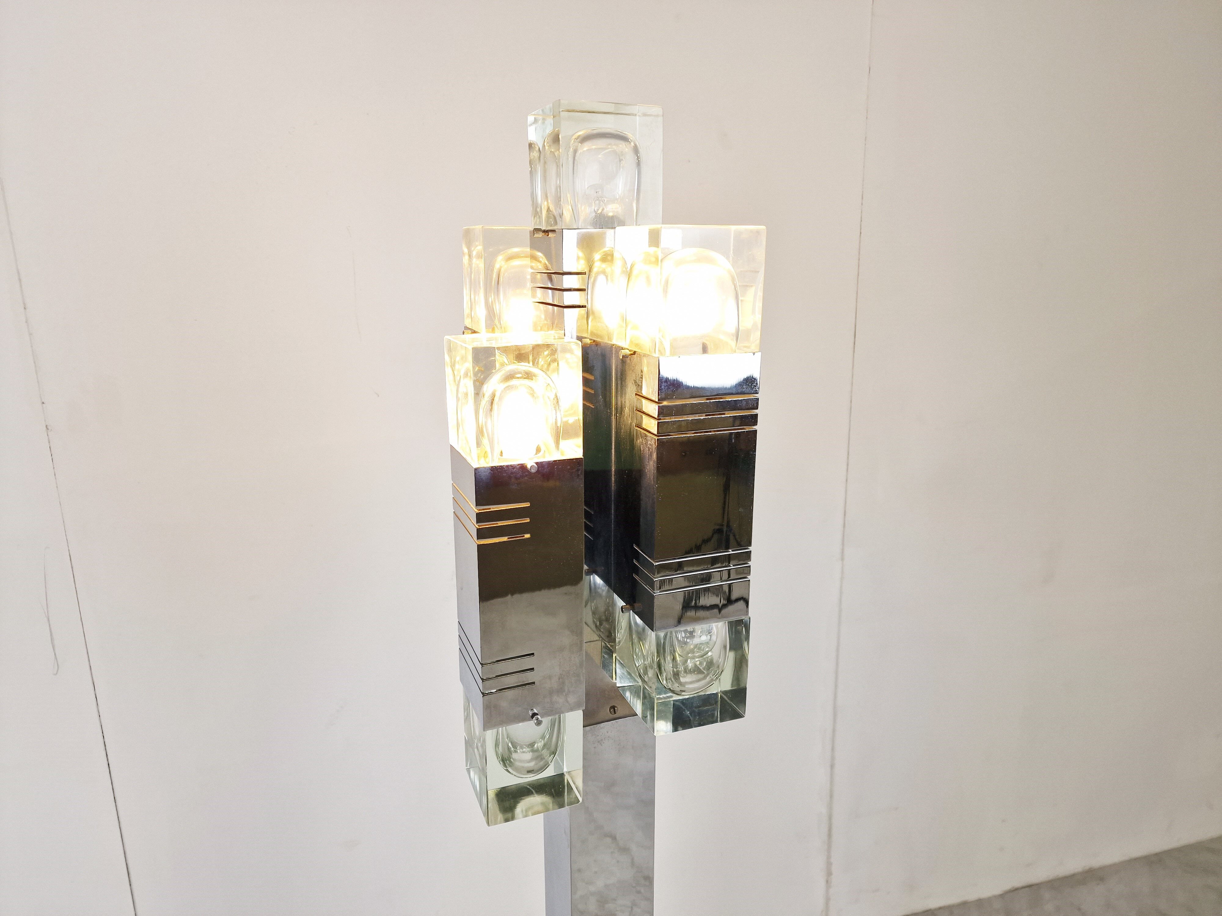 Vintage cubic floor lamp by Gaetano Sciolari, 1970s