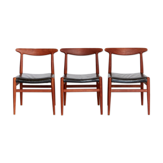 Hans J. Wegner Dining Chair W2 for CM Madsen I Set of Three