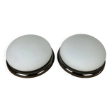 Pair of opaline and metal wall lights