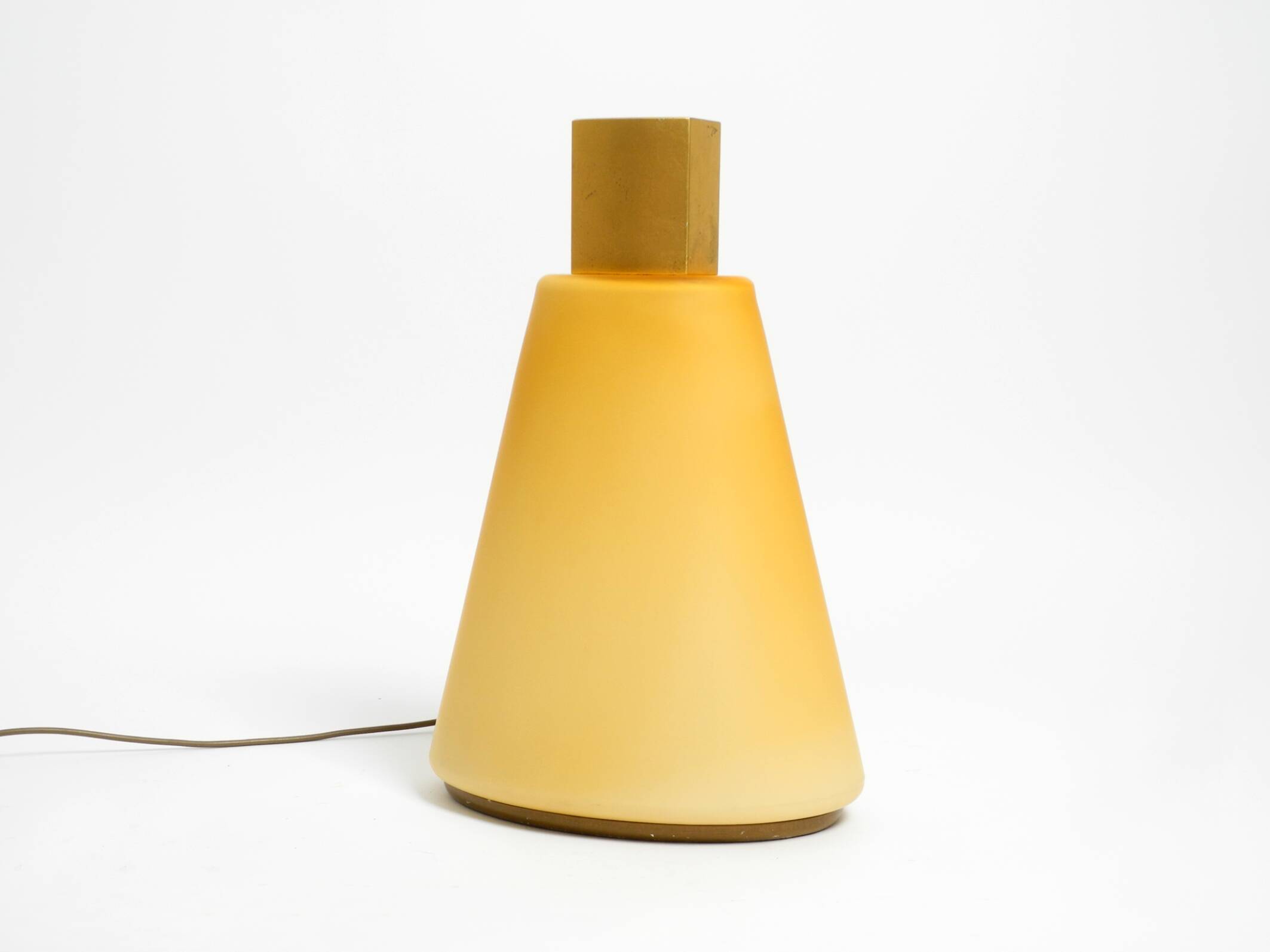 Large 1990s postmodern design floor or table lamp made of colored glass