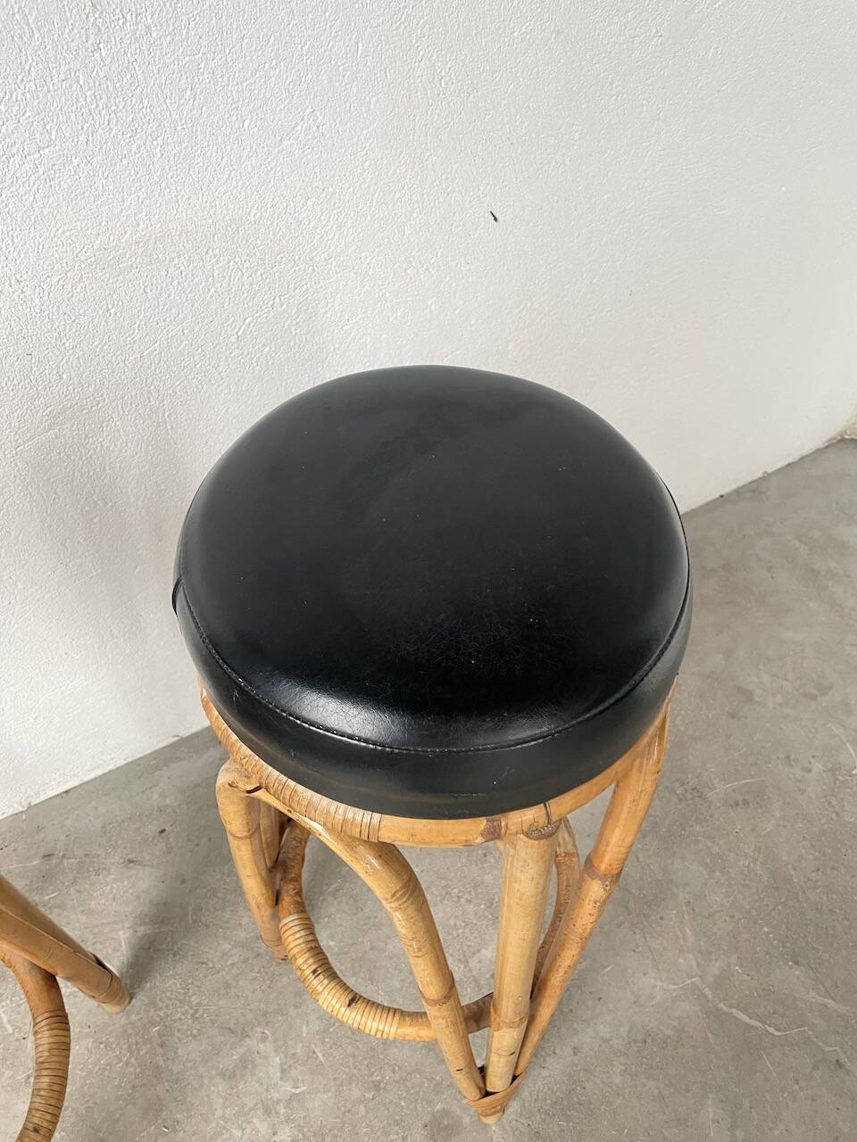 Pair of high rattan stools