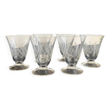 6 engraved wine glasses.