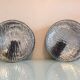Paire de plafonniers ronds en verre glace vintage années 60-70