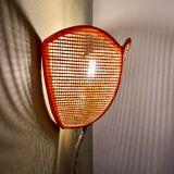 Vintage lampshade wall light in pink natural material