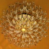 Stilkronen gold-plated brass and crystal glass chandelier, Italy 1970s