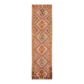 Turkish Handwoven Vintage Herki Kilim 106 cm x 358 cm