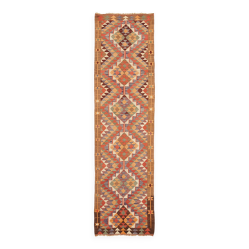 Turkish Handwoven Vintage Herki Kilim 106 cm x 358 cm