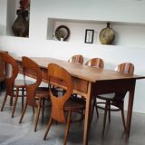 Ensemble table de ferme et 6 chaises Mouettes de Baumann