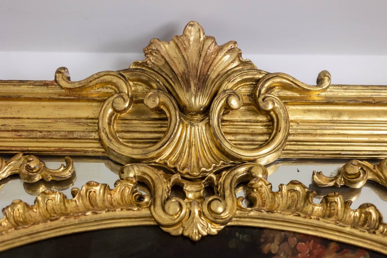 Large trumeau, or glazing bead mirror, Louis XV style. 1950s.