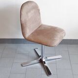 Suite de 4 chaises vintage 1970 en daim & acier