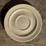 Set of 4 vintage speckled beige stoneware coffee cups.