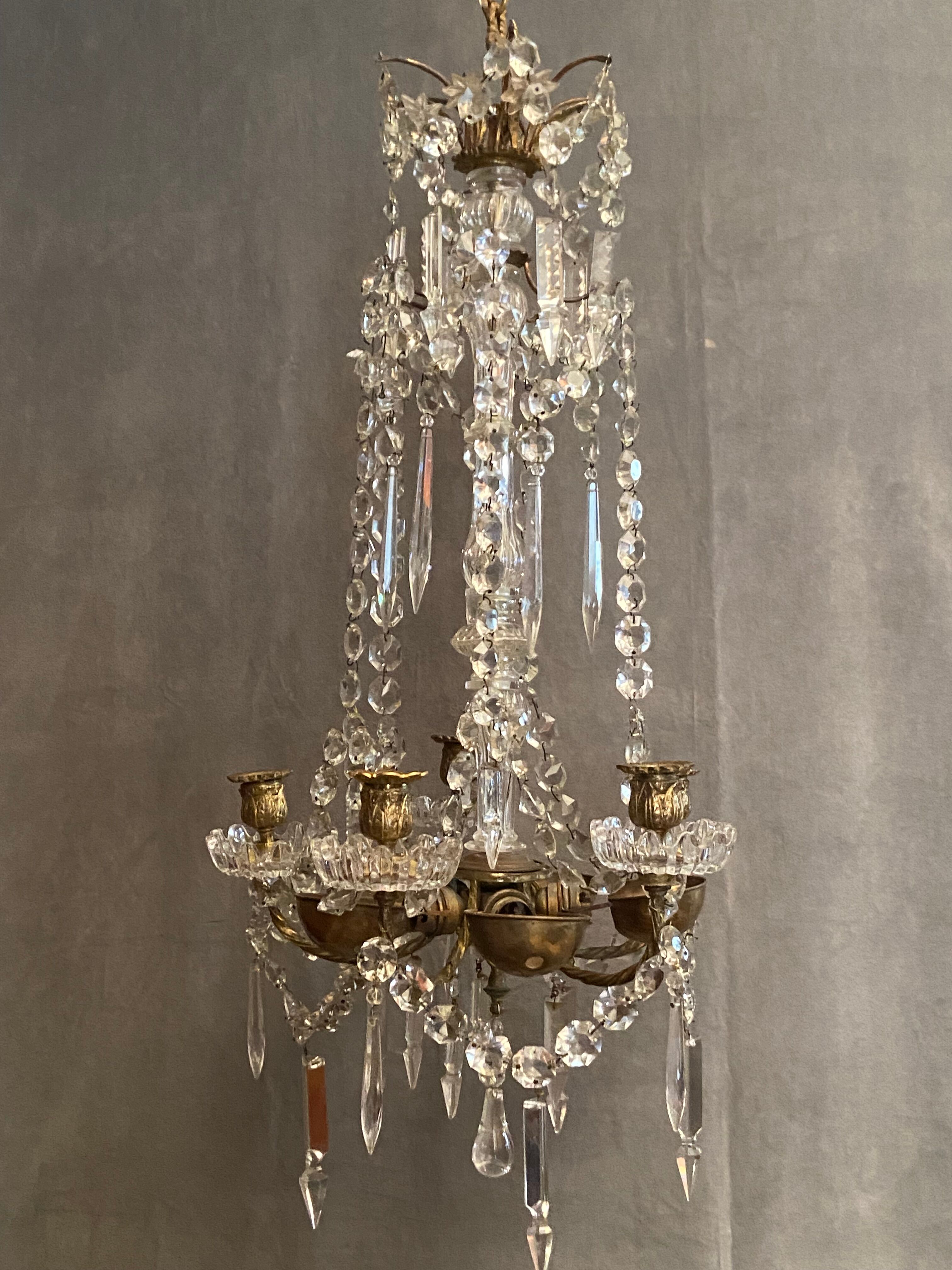 Crystal tassel chandelier signed Baccarat