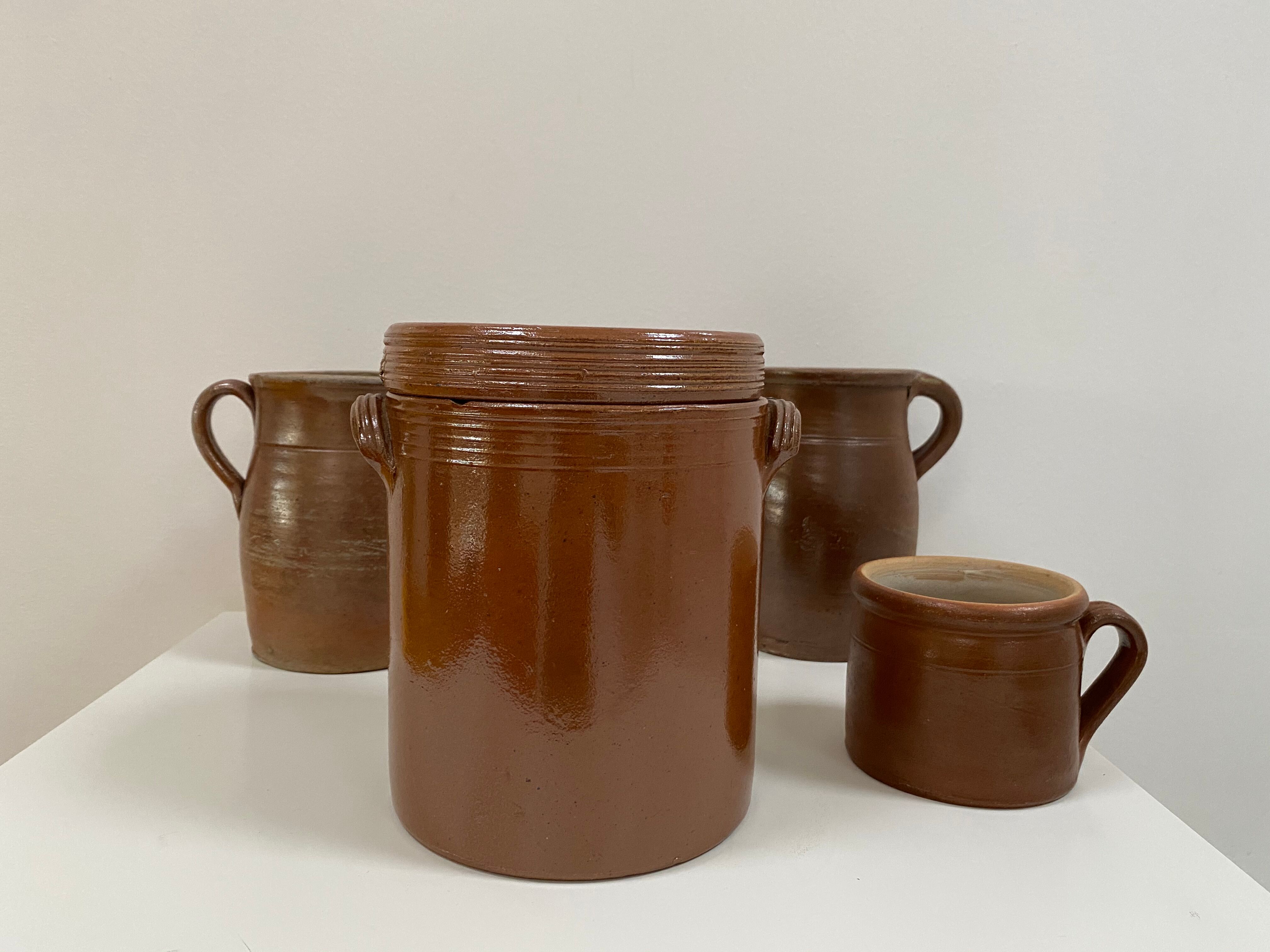 Glazed stoneware confit pot